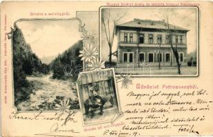 Petrozsény, Zsil-völgy, Postahivatal, román nő; kiadja Joánovits János / post office, Romanian folklore, floral (EK)