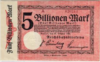 Német Birodalom/Reichsbahndirektion Cassel 1923. 5000.000.000.000M (5 billió!) T:I R!