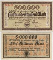 Német Birodalom/Reichsbahndirektion Dresden 1923. 500.000M, 1000,000M, 3000.000M, 5000.000M T:II+,II