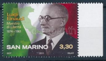 Luigi Einaudi halálának 50. évfordulója ívszéli bélyeg, Luigi Einaudi's 50th death anniversary margin stamp