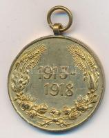 Bulgária 1933. "Háborús emlékmedál 1915-1918" aranyozott fém kitüntetés mellszalagon T:2
B...