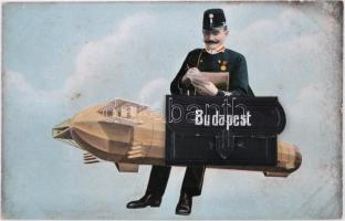 Budapest, Léghajós postás; leporellocard