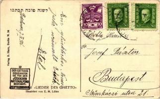 Der jüdische Mai; Lieder der Ghetto, Verlag B. Harz / Jewish art postcard, Judaica s: Ephraim Moses ...