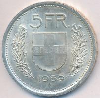 Svájc 1969B 5Fr Ag &quot;Helvetia&quot; T:2 Switzerland 1969B 5 Francs Ag &quot;Helvetia&quot; C:XF