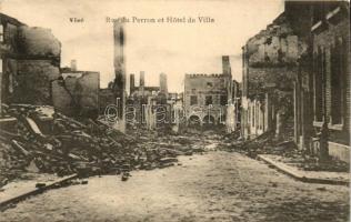 Visé, Rue du Perron, Hotel de Ville / WWI destroyed street, town hall