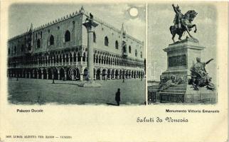 Venice, Venezia; Palazzo Ducale, Monumento Vittorio Emanuele / palace, statue