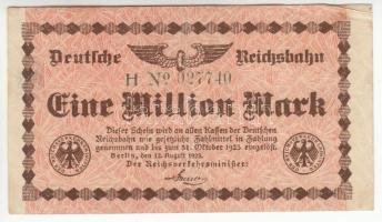Németország / Weimari Köztársaság / Birodalom Vasút Berlin 1923. 1.000.000M (3x) + 2.000.000M (3x) T...