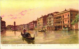 Venice, Venezia; Canal Grande, palace, litho s: N. Girotta