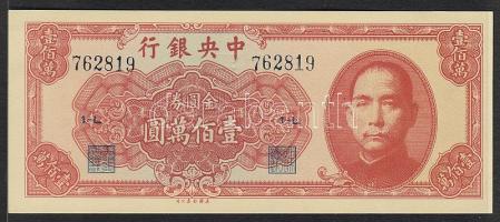Kína/Central Bank 1945. 1000.000Y piros T:I