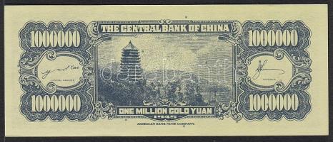 Kína/Central Bank 1945. 1000.000Y kék T:I