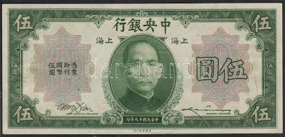 Kína/Central Bank 1930. 5$ T:I