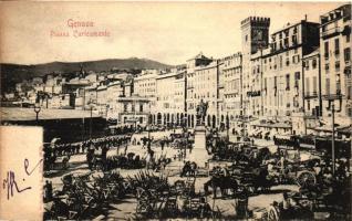 Genova, Piazza Caricamento / square, market, tram