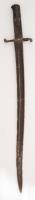 cca 1880-1910 Jatagán-stílusú régi szurony, rozsdás, jelzés nélkül, pengehossz: 55,5 cm, teljes hossz: 68,5 cm /  cca 1880-1910 Yataghan-style antique bayonet, rusty, without mark, blade length: 55,5 cm, full length: 68,5 cm