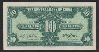 Kína/Central Bank 1940. 10cent T:I