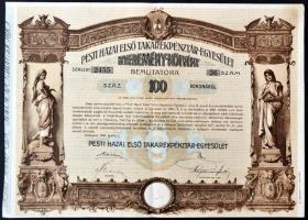 Budapest 1906. "Pesti Hazai Első Takarékpénztár-Egyesület" nyeremény-kötvénye 100K-ról, sz...