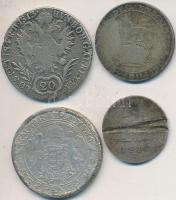 Vegyes: 1813-1929. 4db magyar és külföldi rossz minőségű ezüstpénz, közte 1929. 2P Ag, Ausztria/cseh...
