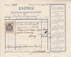 1912 Kecskemét, Szabó Lajos cipészmester által lovaglócsizmáért kiállított díszes fejléces számla 2f...