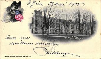 West Point, The Barracks, eagle, flag (EB)