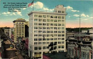 San Diego, Savings Bank, American National Bank Buildings, tram, automobile