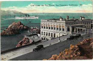 San Francisco, Cliff House, Seal Rocks, automobiles, steamship