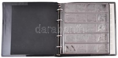 "Münzen" feliratú fekete műbőr érmetartó album különböző méretű érmék tárolására, összesen...