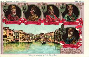 Doges of Venice from 756 to 827, Domenico Monegario, Maurizio Galbaio, Giovanni Galbaio, Obelerio Antenoreo, Angelo Partecipazio, litho