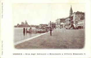 Venice, Venezia; Riva degli Schiavoni e Monumento a Vittorio Emanuele II / port, monument