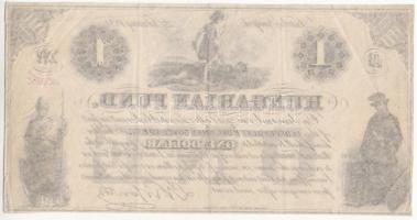 1852. 1$ "B" "Kossuth bankó" piros kézi sorszámozással T:III tűlyuk 
Hungary 185...
