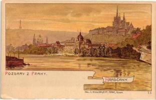 Praha, Prag; Hradcany / castle district litho (EK)