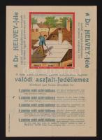 1911 Kispest Üllői út, Horváth József Cementáru Gyár, Festékkereskedés és Szobrászáruk Nagyraktárának Dr. Helvey-féle valódi aszfalt-fedéllemezt reklámozó díszes litho számlája