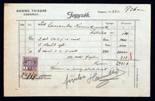 1922 Bp.VI., Hammel Tivadar kályhák, kályha- és tűzhelycsempék raktárának díszes fejléces számlája 1...