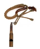 cca 1940 Töltényhüvelyből készült katonai síp, 7cm / Military whistle made from cartridge case