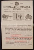 cca 1939 Bp., Mátrai Antal és Társa Rt. tűzoltószergyárának Rosenbauer rendszerű, saját magyar gyártmányú benzinmotoros fecskendője működésének leírása, 4 gépelt oldal
