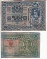 1902. 1000K + 1912. 100K + 1913. 20K II. kiadás, mindhárom román felülbélyegzéssel T:III,III-