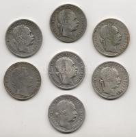 Ausztria 1Fl Ag 1861A,1876,1878,1882,1886,1888,1891 összesen 7klf db T:2/3