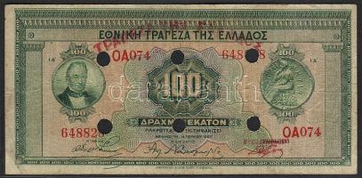 Görögország 1927. 100Dr lyukasztással érvénytelenítve T:II/III