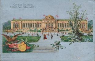 1904 Saint Louis; St. Louis, World&#039;s Fair, Government Building, coat of arms, bird, silver card litho s: H. Wunderlich (Rb)