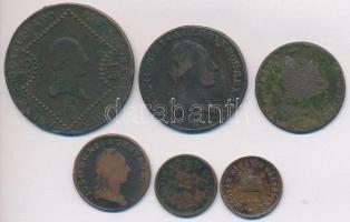 1800E 3kr Cu &quot;I. Ferenc&quot; + 1807B 15kr Cu + 1812B 1kr Cu + 1893-1894. 1f Br (2xklf) + Ausztria 1781A 1/2kr Cu T:3,3-