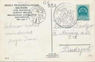 Nagyvárad, bevonulás, Horthy Miklós  / entry of the Hungarian troops 'vissza' So. Stpl