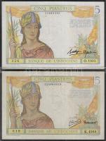 Indokína 1936. 5P T:I + 1946. 5P T:I