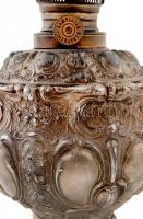 Lápagyár Budapest, dekoratív fém test, pótolt sérült üvegbúra, jelzett, m:34 cm (búra nélkül)