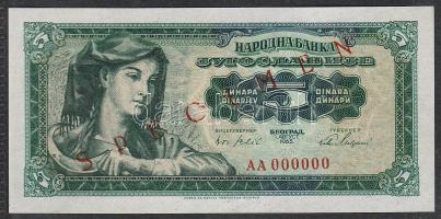 Jugoszlávia 1965. 5D "Specimen 0000" T:I
