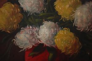 Olvashatatlan jelzéssel: Virágcsendélet, olaj, vászon, festék lepattanásokkal, 80×60 cm