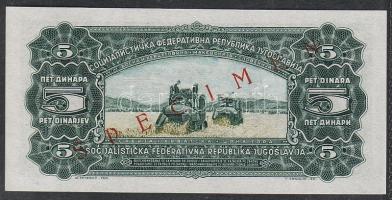 Jugoszlávia 1965. 5D "Specimen 0000" T:I