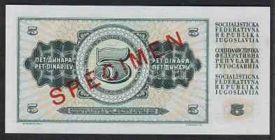 Jugoszlávia 1968. 5D "Specimen 0000" T:I
