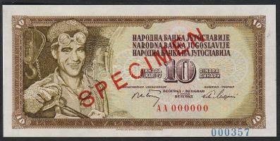 Jugoszlávia 1968. 10D "Specimen 0000" T:I