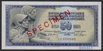 Jugoszlávia 1968. 50D "Specimen 0000" T:I