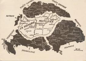 La Hongrie mutilée kiadja a Magyar Nemzeti Szövetség / irredenta map vissza So. Stpl