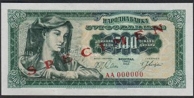 Jugoszlávia 1963. 500D "Specimen 0000" T:I