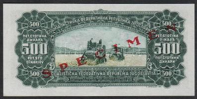 Jugoszlávia 1963. 500D "Specimen 0000" T:I